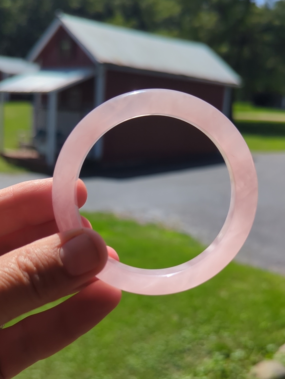 Rose Quartz Gemstone Bangle/Bracelet - Size 6.25